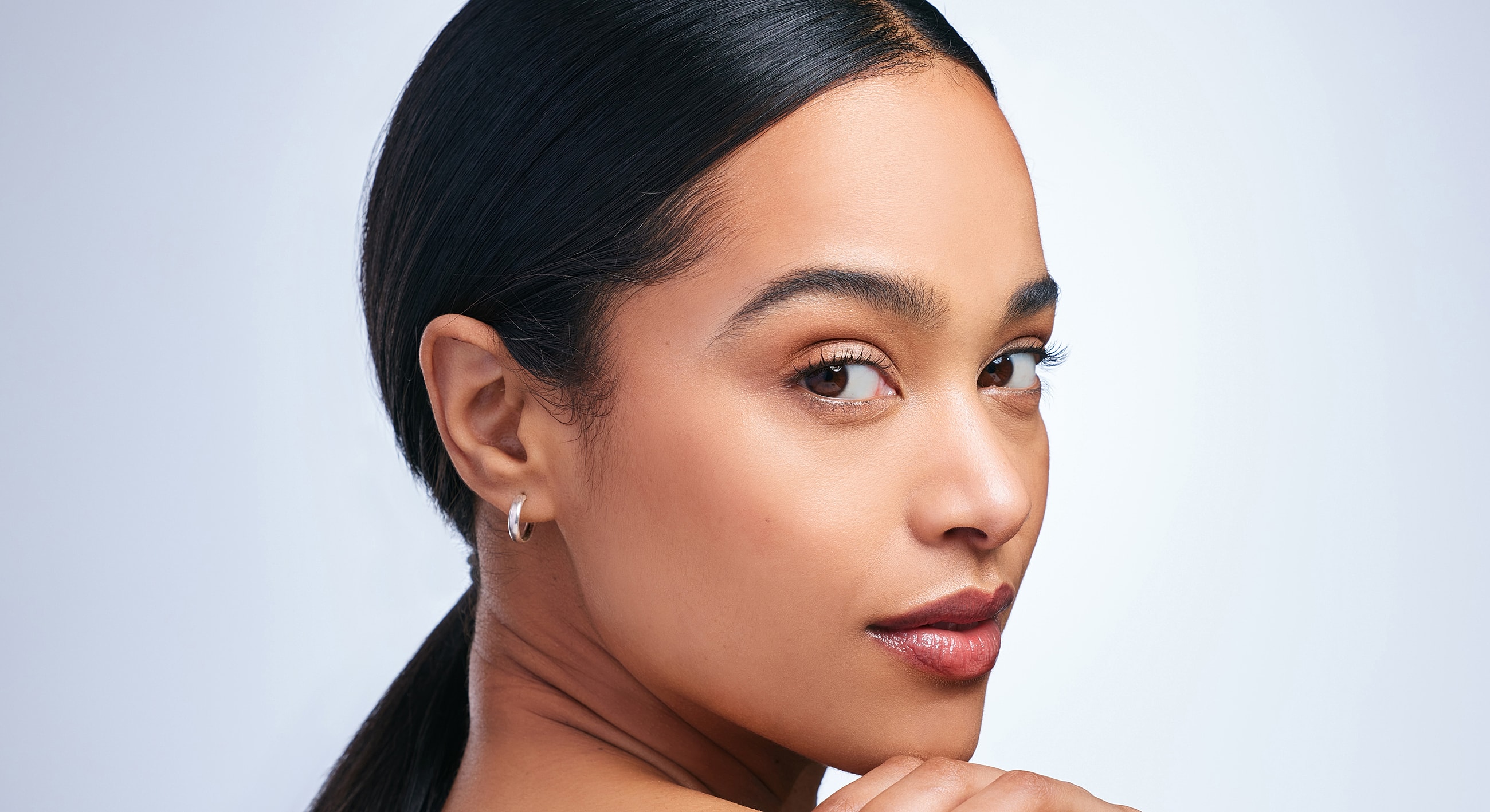 Portrait of a woman with smooth skin.