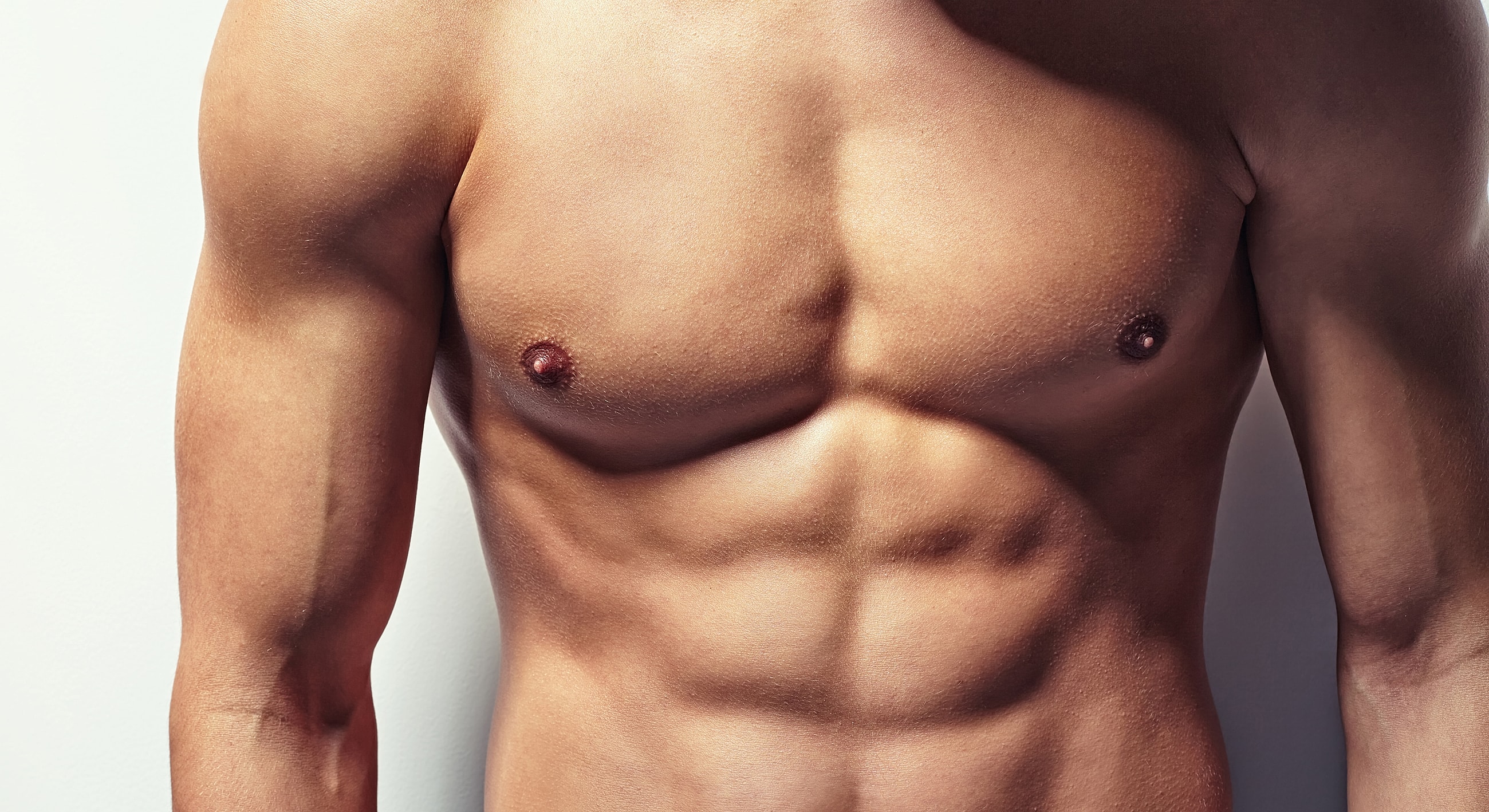 Close-up of muscular male torso.