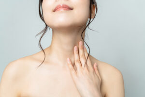 Close up of woman's smooth, youthful neck after neck lift in Washington, DC